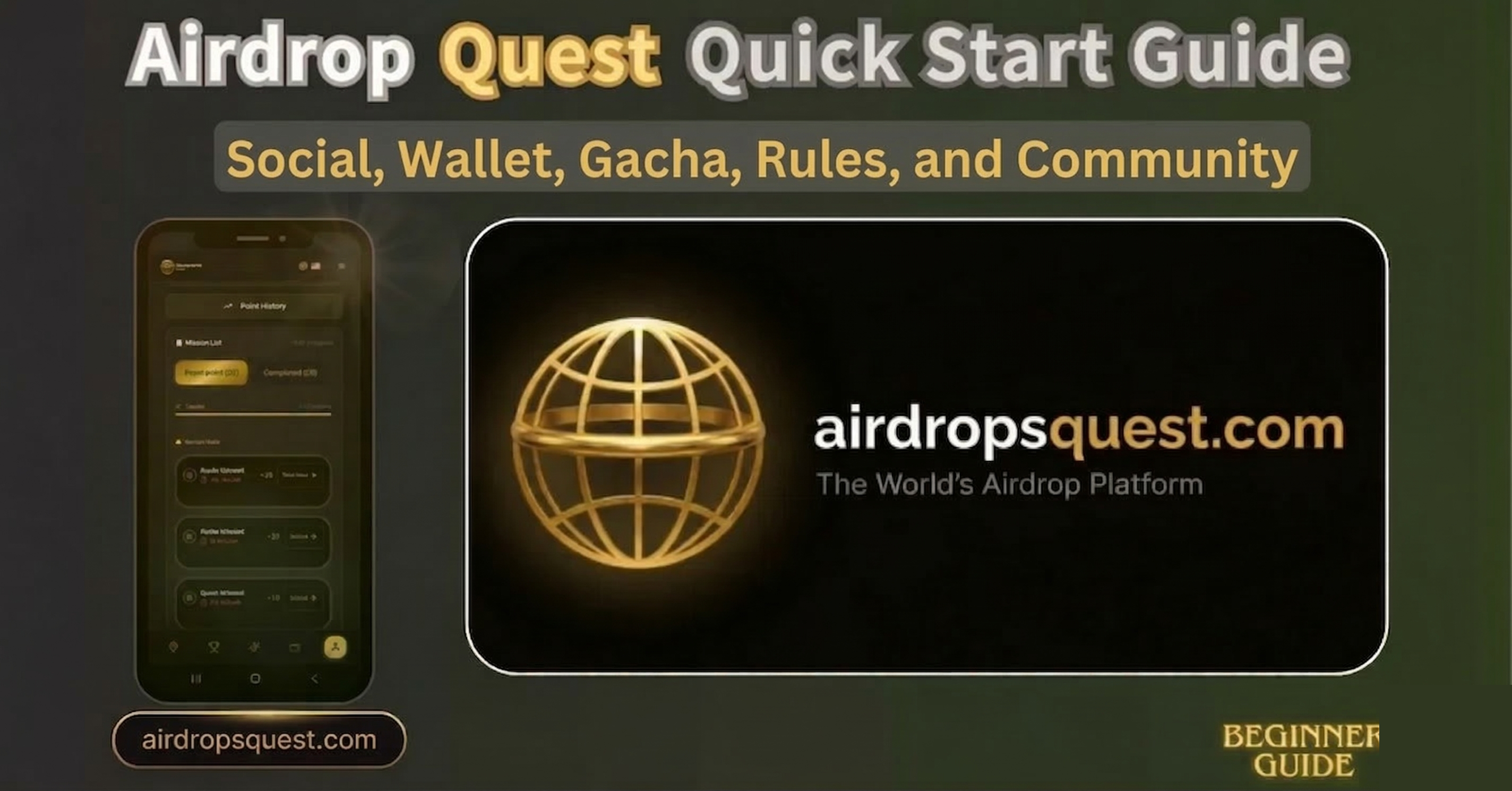 Airdrop Quest Quick Start Guide（Social, Wallet, Gacha, Rules, and Community）
